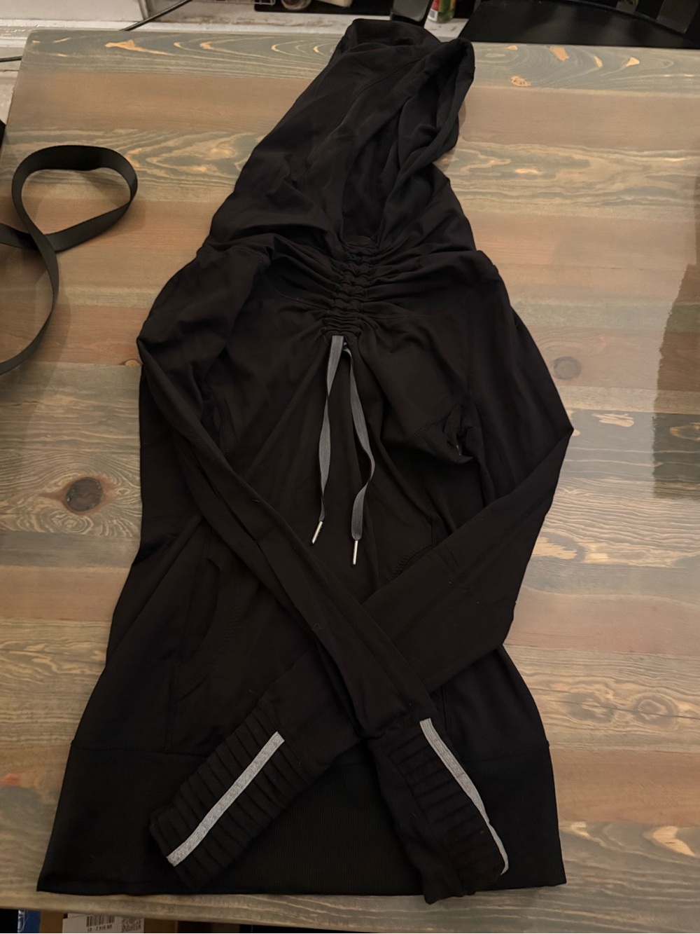 Lululemon Black Hooded Lightweight Pullover with Reflective Accents running